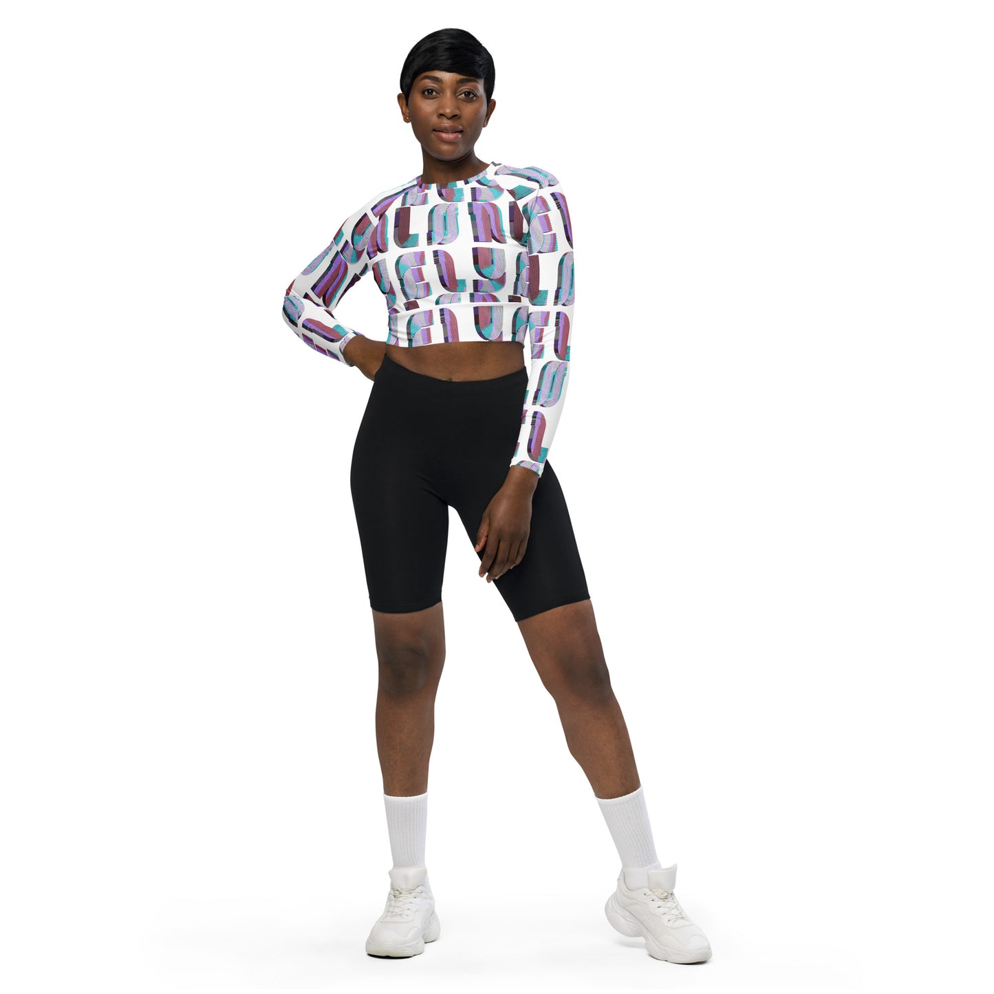 Recycled Long-Sleeve Crop Top | Candy Print