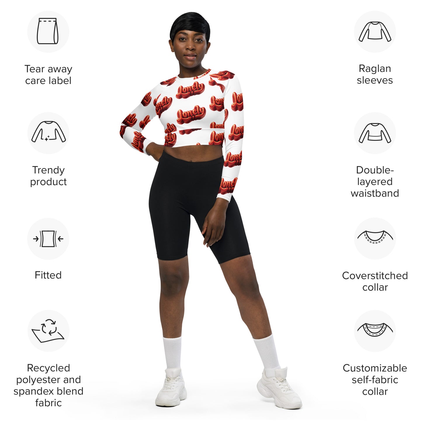 Recycled long-sleeve crop top | Lonely Balloon