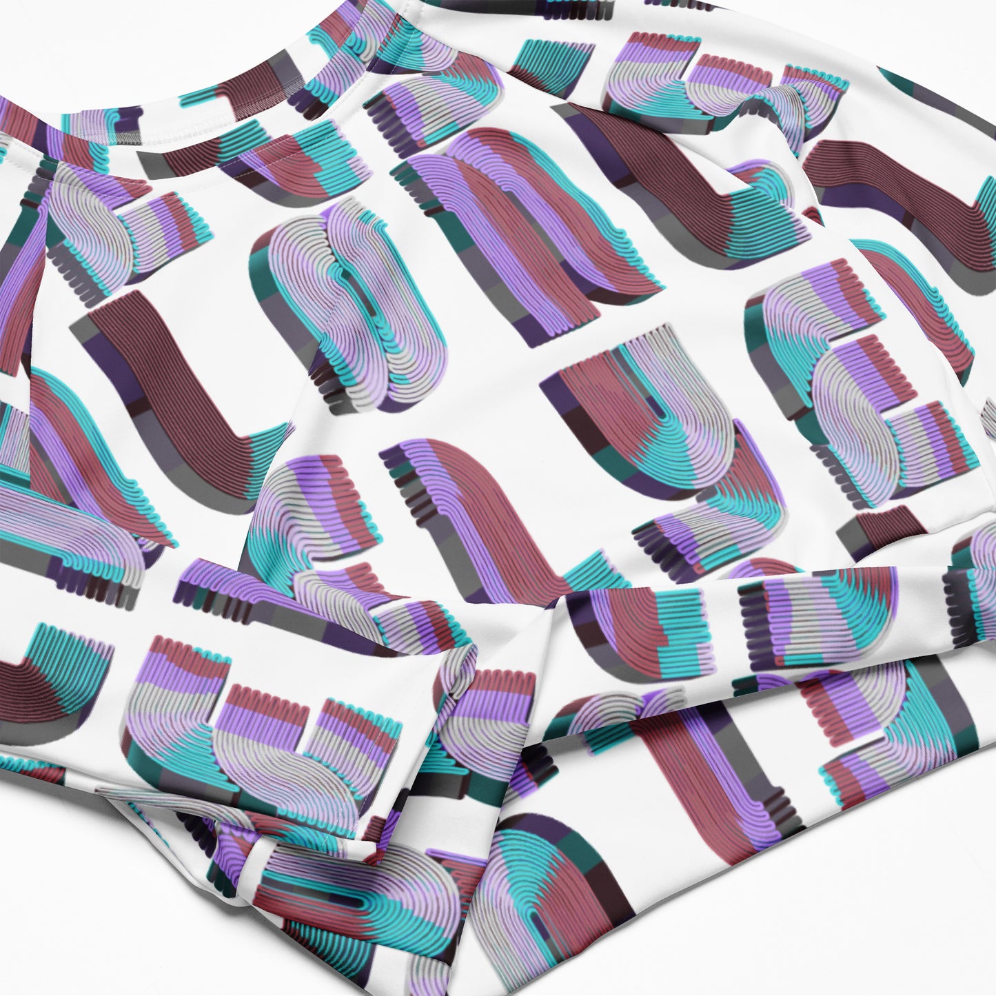 Recycled Long-Sleeve Crop Top | Candy Print