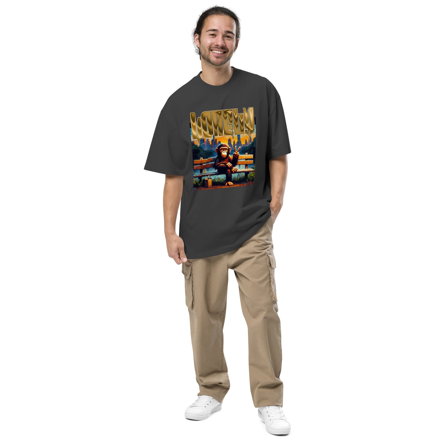 Oversized Faded T-Shirt | Lonely Central Park Ape