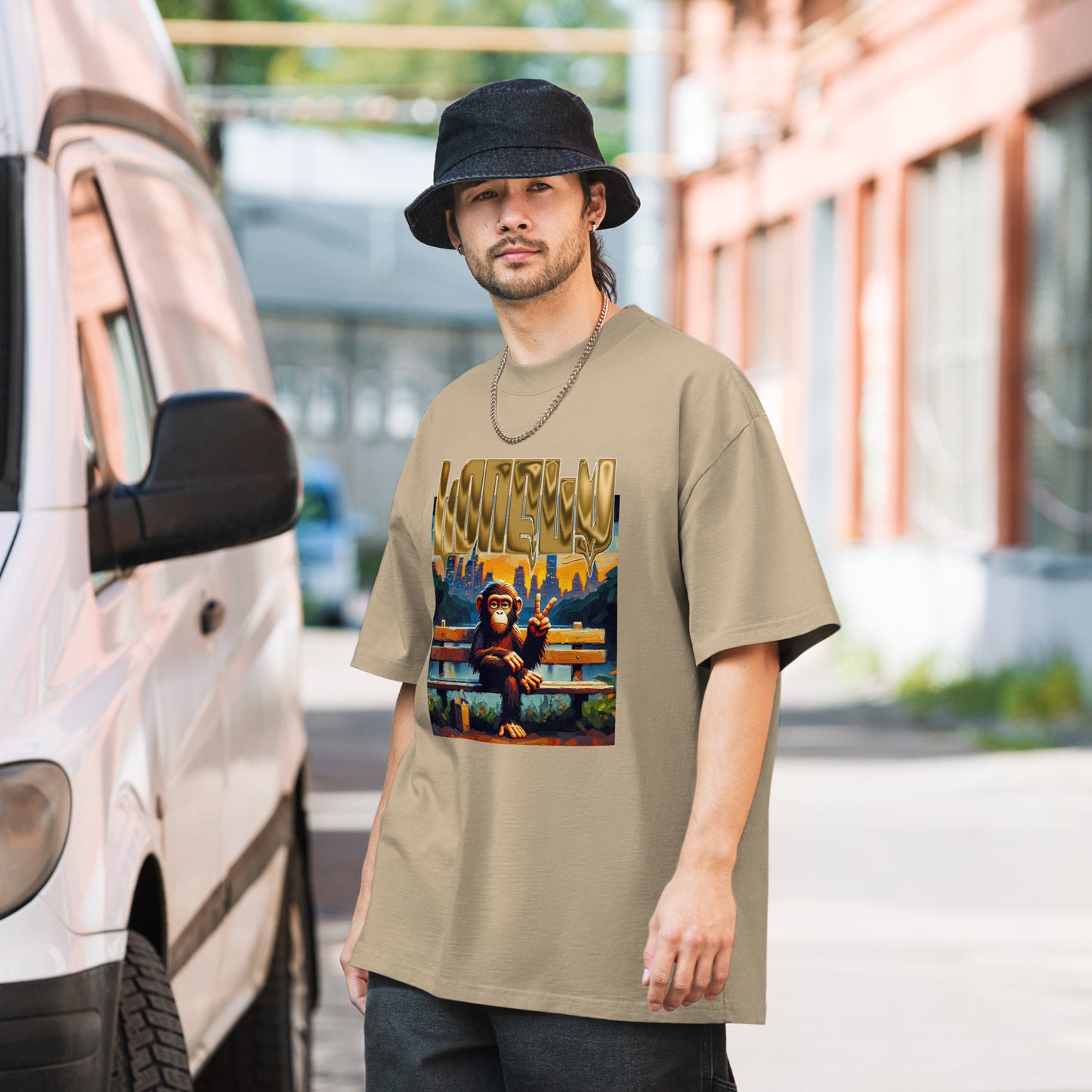 Oversized Faded T-Shirt | Lonely Central Park Ape