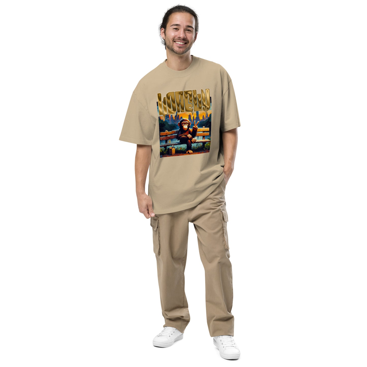 Oversized Faded T-Shirt | Lonely Central Park Ape