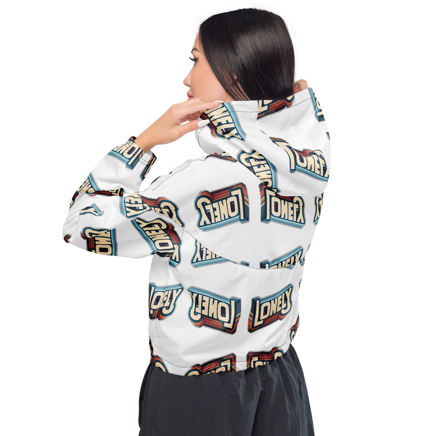 Women’s cropped windbreaker | Lonely Block Print