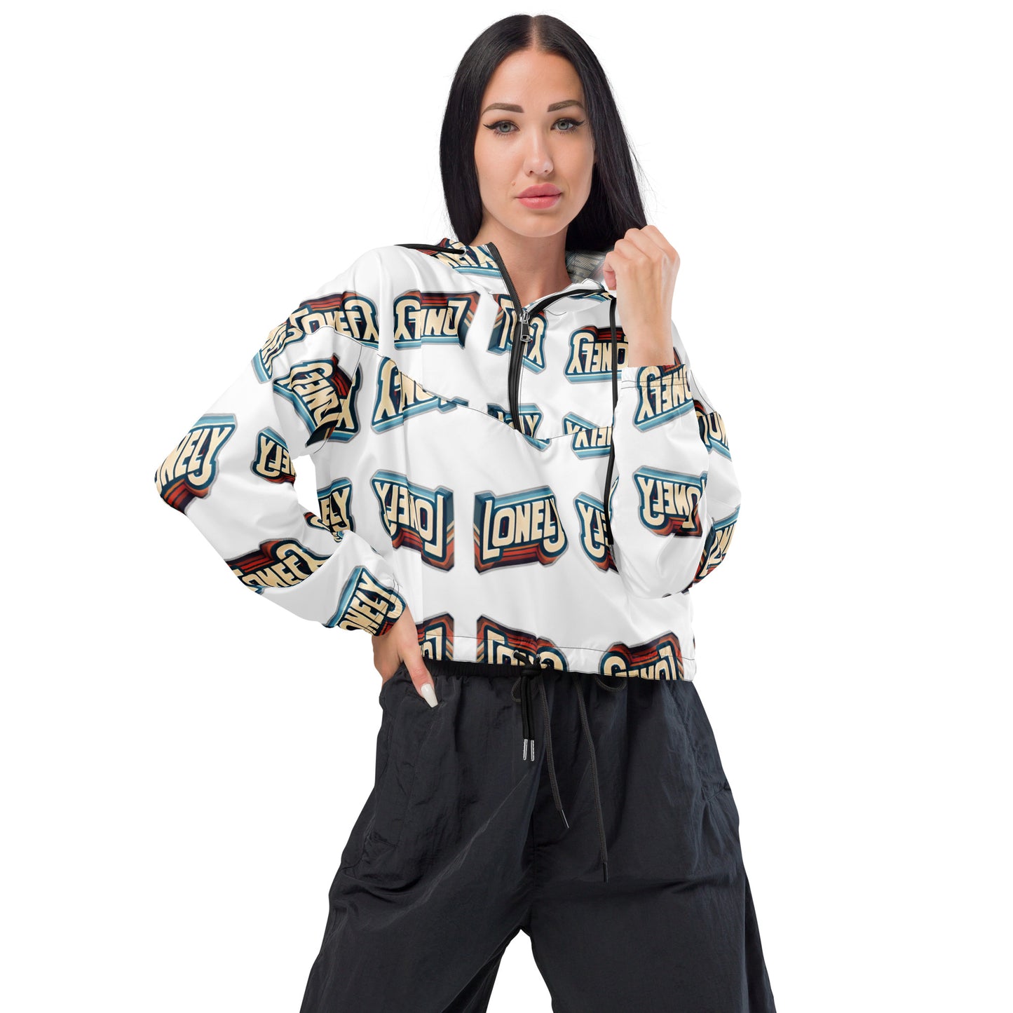 Women’s cropped windbreaker | Lonely Block Print